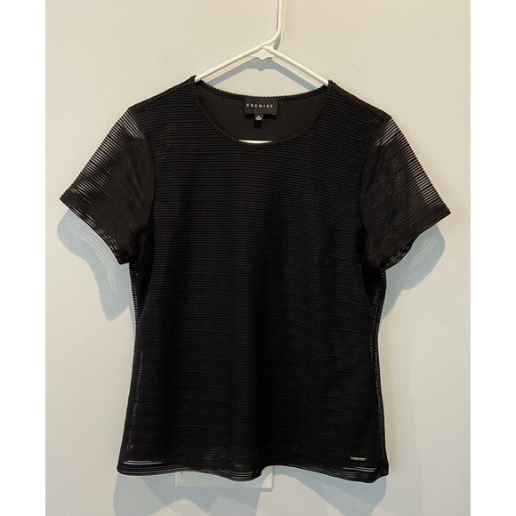 PREMISE Women Black Short Sleeve 2 In 1 Top. Size Medium - Picture 1 of 9